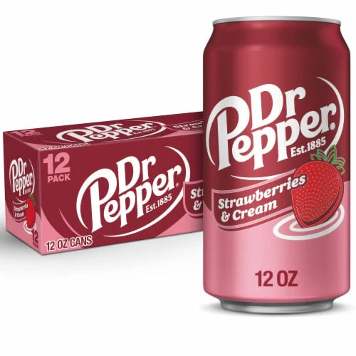 Dr Pepper Strawberry Cream Soda 12-Pack Refreshing Unique Flavor
