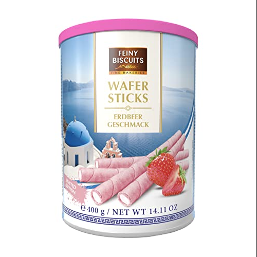 Feiny Biscuits Waffle rolls with a strawberry flavoured cream 400g.