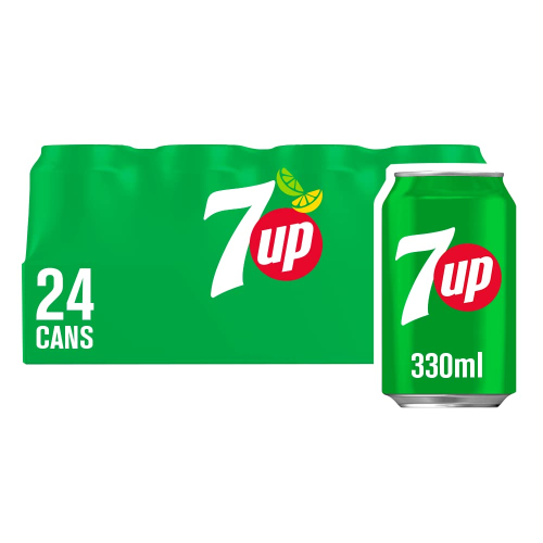 7UP Regular Lemon-Lime Soda 330ml Cans Tray of 24