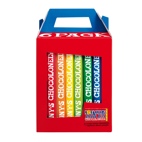 Tony’s Chocolonely Rainbow Pack 6 x 180g Ethical Chocolate Bars Variety