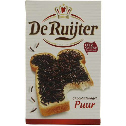 De Ruijter Hagelslag Puur 380g Dutch Dark Chocolate Sprinkles for Bread and Desserts