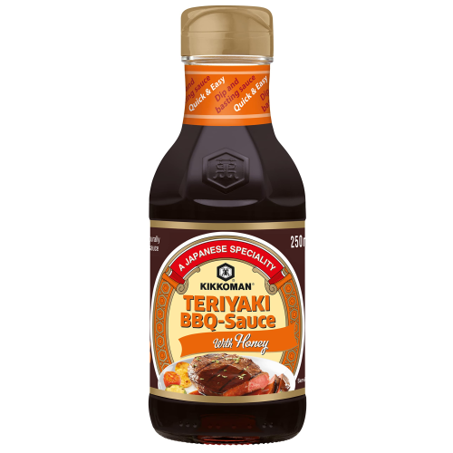 Kikkoman Teriyaki BBQ Sauce with Honey 250ml – Sweet & Savory Marinade