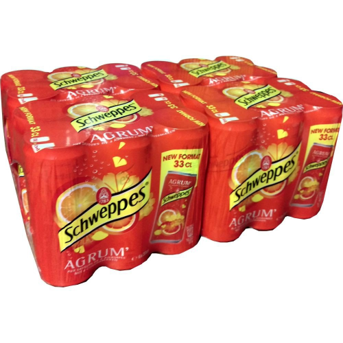 Schweppes Agrum 33cl Cans - Premium Citrus Sparkling Soft Drink, Pack of 4 x 6 - Refreshing Grapefruit, Orange & Lemon Flavor