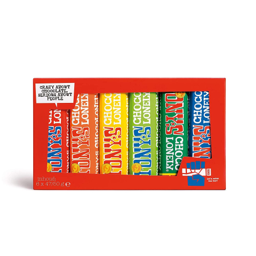 Tony's Chocolonely Tasting Chocolate Gift 6 x 47/50g Birthday Gift Bars Ethical Chocolate