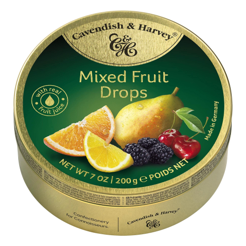 Cavendish & Harvey Mixed Fruit Drops Hard Candy in a Tin