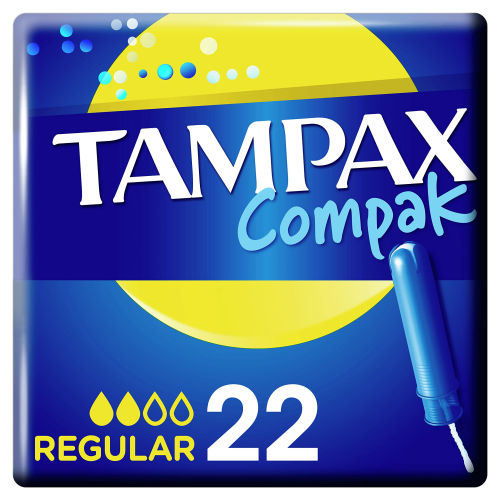 Tampax Compak Regular 22 Pieces Tampons with Plastic Applicator for Leak Protection