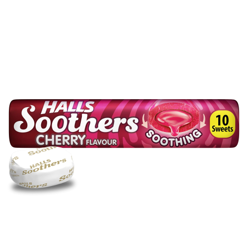 Halls Soothers Cherry 1 Pack for Throat and Cough Relief - Soothing Lozenges