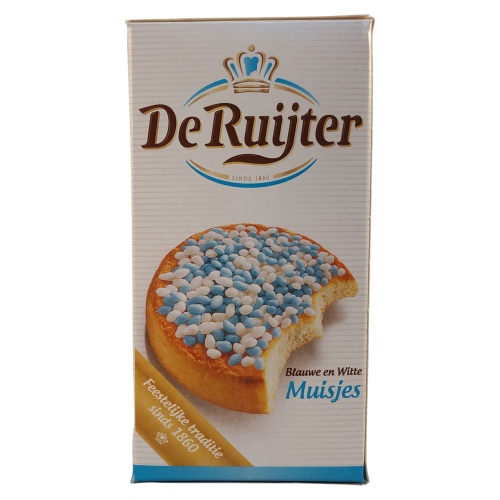 De Ruijter Muisjes Flocken – Blue & White Sprinkles 280g