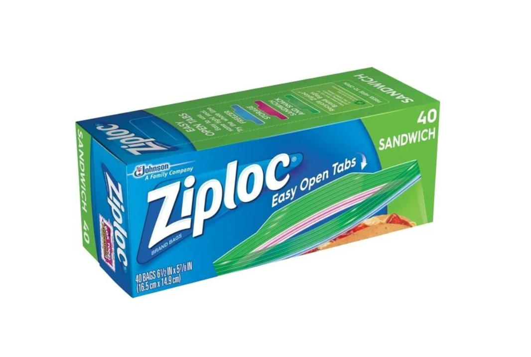 Ziploc Sandwich Bags Pack of 40 Resealable Snack Storage Bags for Freshness