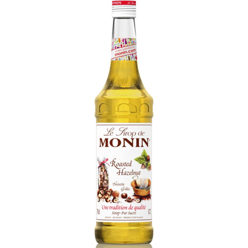 Monin Premium Roasted Hazelnut Syrup 700 ml - Nutty Flavor for Coffee Cocktails Desserts