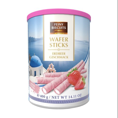 Feiny Biscuits Waffle rolls with a strawberry flavoured cream 400g.