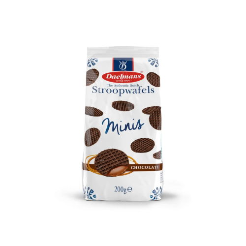 Daelmans Mini Chocolate Stroopwafels in Cello Bag Dutch Caramel Waffle Biscuits