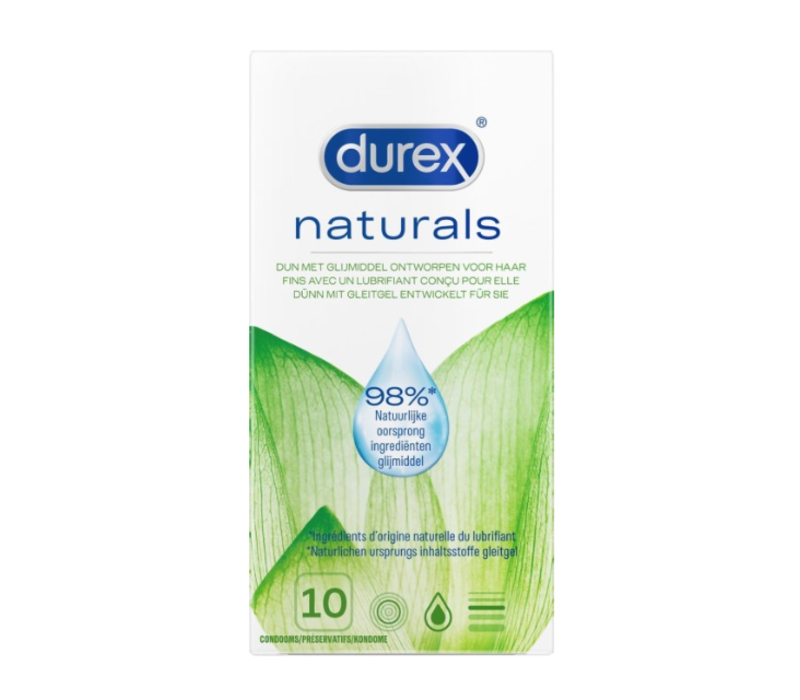 Durex Naturals Condoms 10 Pack Natural Latex Lubricated for Comfort