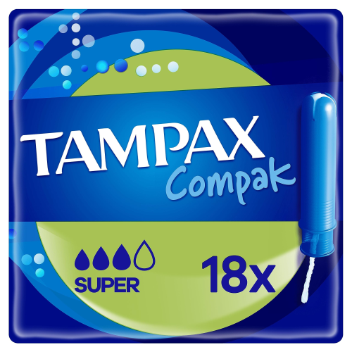 Tampax Compak Super 18 Tampons with LeakGuard Protection, Smooth Applicator