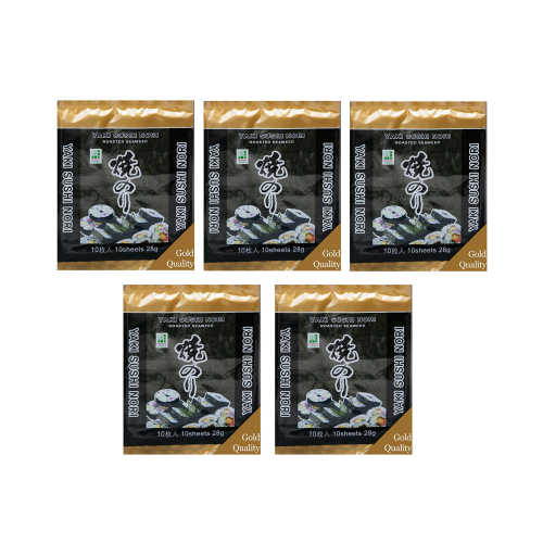 Yaki Sushi Nori Gold Roasted Seaweed 5 x 25g Premium Sushi Sheets