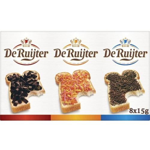 De Ruijter Chocolate Hagelslag 8 Portion Packs 140g Dutch Sprinkles