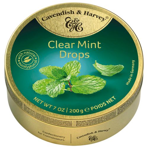 Cavendish & Harvey Clear Mint Candies 200g Refreshing Hard Mint Sweets in a Tin