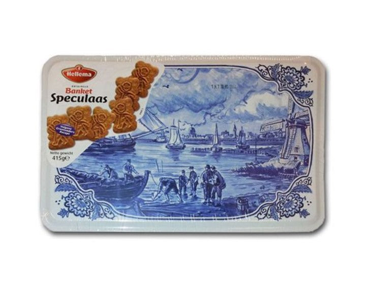 Hellema Spekulatius Dutch Spice Biscuits in Delft Blue Tin 135g Perfect Gift