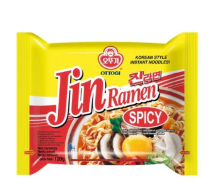 Ottogi Jin Ramen Spicy 120g Instant Korean Noodles Quick Easy Spicy Soup Meal
