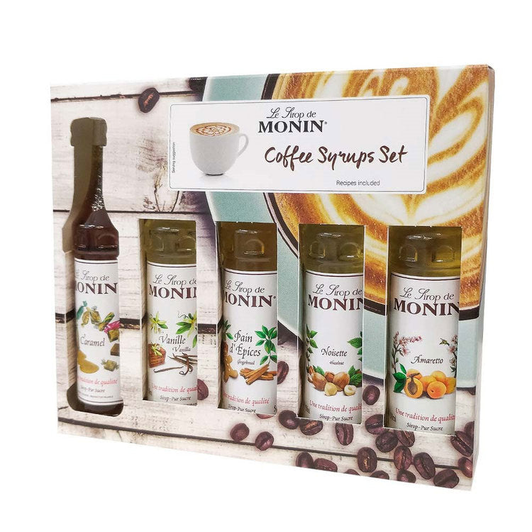 Monin Coffee Set 5x50ml Premium Syrups for Lattes, Cappuccinos & Iced Coffee