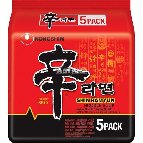 Nongshim Shin Ramyun Spicy Korean Instant Noodles 5x120g Pack
