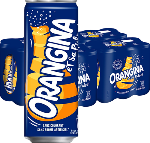 Orangina 24 x 330 ml Bottles Refreshing Citrus Drink with Pulp Natural Flavor