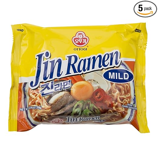 Ottogi Jin Ramen Noodle Mild Hot Spicy Instant Soup 120g Quick Korean Meal