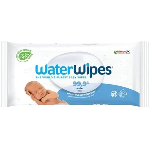 WaterWipes Baby Wipes for Sensitive Skin 60 Pieces Chemical-Free Hypoallergenic