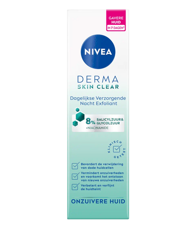 Nivea Derma Skin Clear Daily Nourishing Night Exfoliant 50ml Overnight Skin Renewal