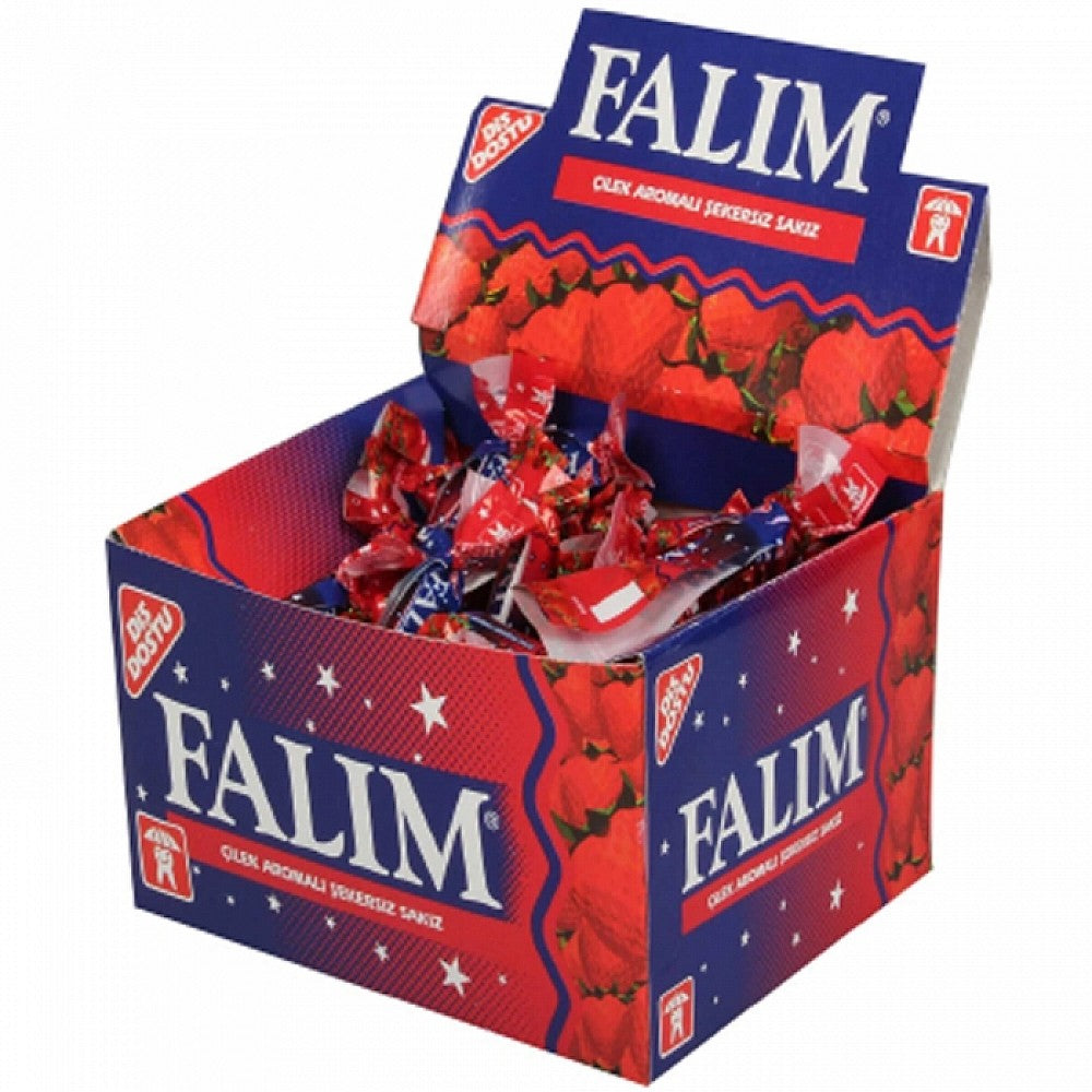 Falim Strawberry Flavour Chewing Gum 100-Piece Box Long-Lasting