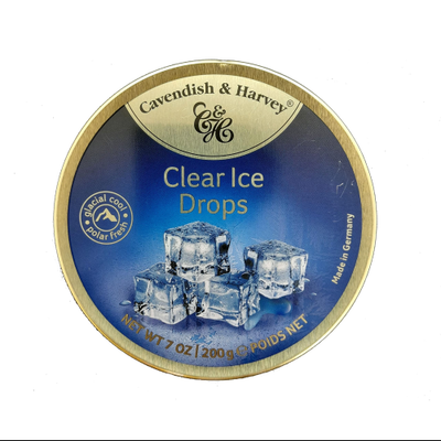 Cavendish & Harvey Ice Licorice Drops 200g Hard Candy Tin Made in Germany