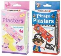 150 Waterproof Plasters / 2 Packs 75 Princess 75 Pirate