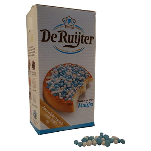 De Ruijter Muisjes Blue & White Aniseed Sprinkles 280g Dutch Tradition