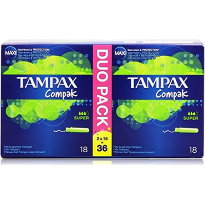 Tampax Compak Super Tampons 36 Pack with Compact Applicator