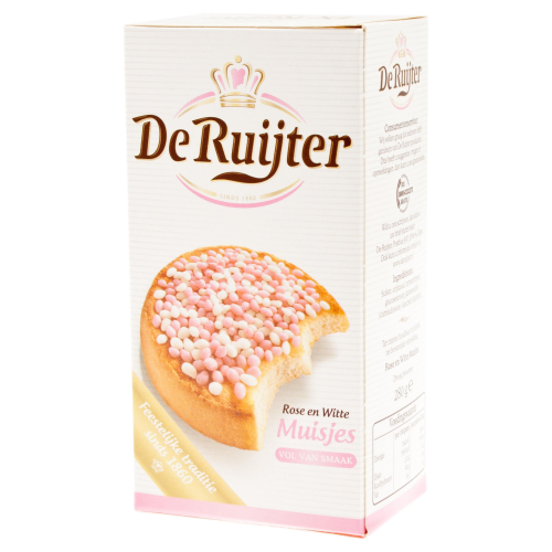 De Ruijter Muisjes Pink & White Anise Sugar Mice 220g Dutch Classic