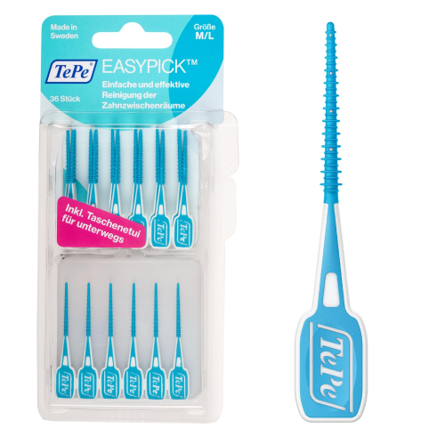 TePe EasyPick M/L Interdental Picks 36-Pack Flexible Silicone