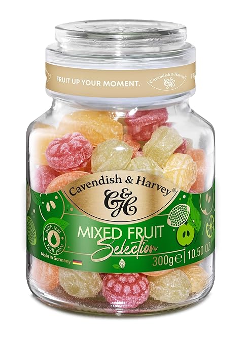 Cavendish & Harvey Mixed Fruit Drops 300g Glass Tin