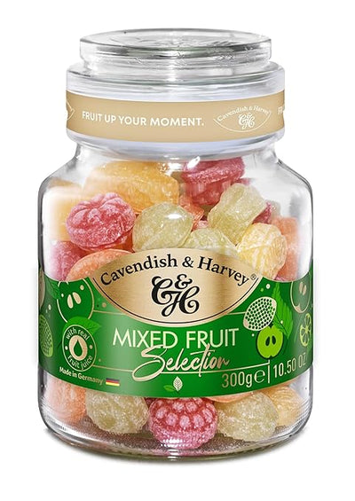 Cavendish & Harvey Mixed Fruit Drops 300g Glass Tin