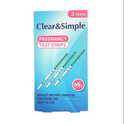 Clear and Simple HCG Pregnancy Test Strips 3-Pack Early Detection