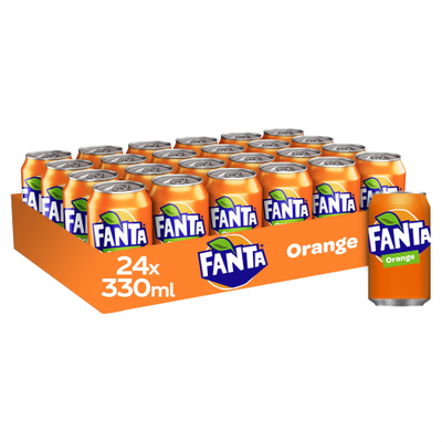 Fanta Orange Soda 330ml Cans Tray of 24 Refreshing Citrus