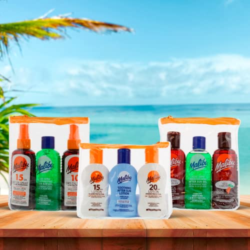 Malibu Sun Care Travel Pack 3 Products SPF15 SPF20 After Sun