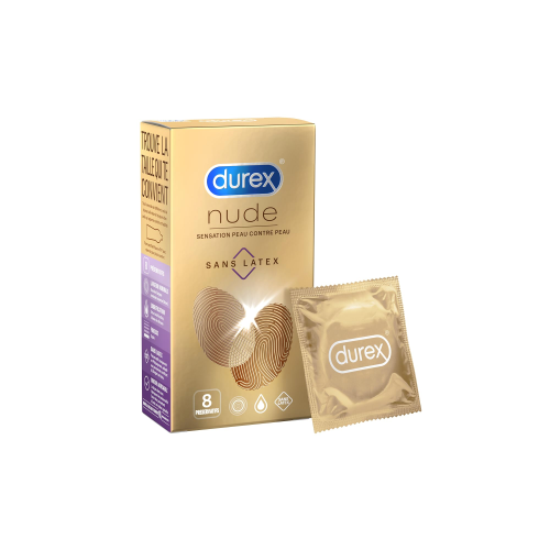 Durex Nude Latex-Free Condoms 8 Pack Hypoallergenic Natural Feel
