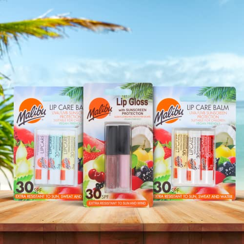 Malibu Lip Balm SPF30 3-Pack Watermelon Vanilla Mint