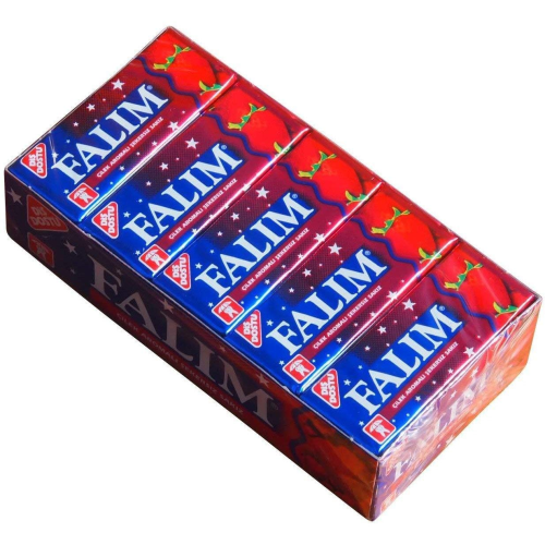 Falim Strawberry Flavour Chewing Gum 100 Pieces (20 x 5) Long-Lasting