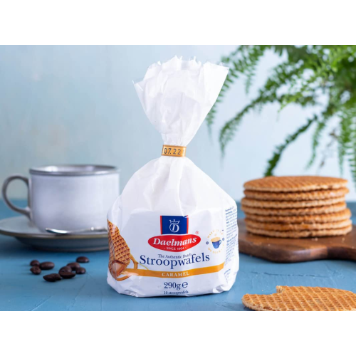 Daelmans Stroopwafels 10-Pack Clip Bag 290g Authentic Dutch Caramel Waffles
