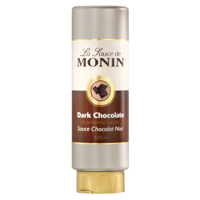 Monin Dark Chocolate Topping Sauce 500ml Rich Cocoa Drizzle for Coffee and Desserts