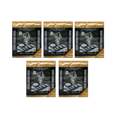 Yaki Sushi Nori Gold Roasted Seaweed 5 x 25g Premium Sushi Sheets