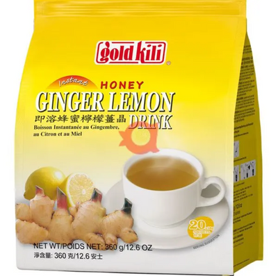 Gold Kili Instant Ginger Lemon Drink 360g 20 Sachets Warming Spice & Citrus