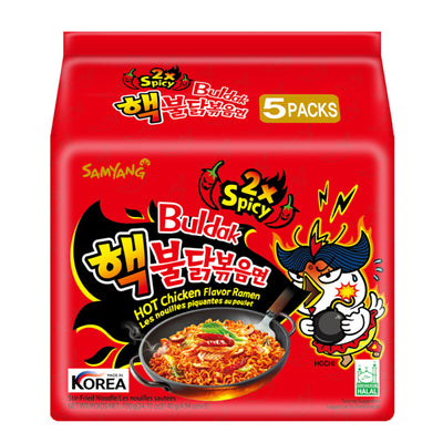 Samyang Buldak 2x Spicy Extra Hot Chicken Ramen Noodles 5 x 140g Korean Instant