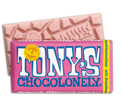 Tony's Chocolonely White Chocolate Raspberry Popsicle Bar 180g Fairtrade